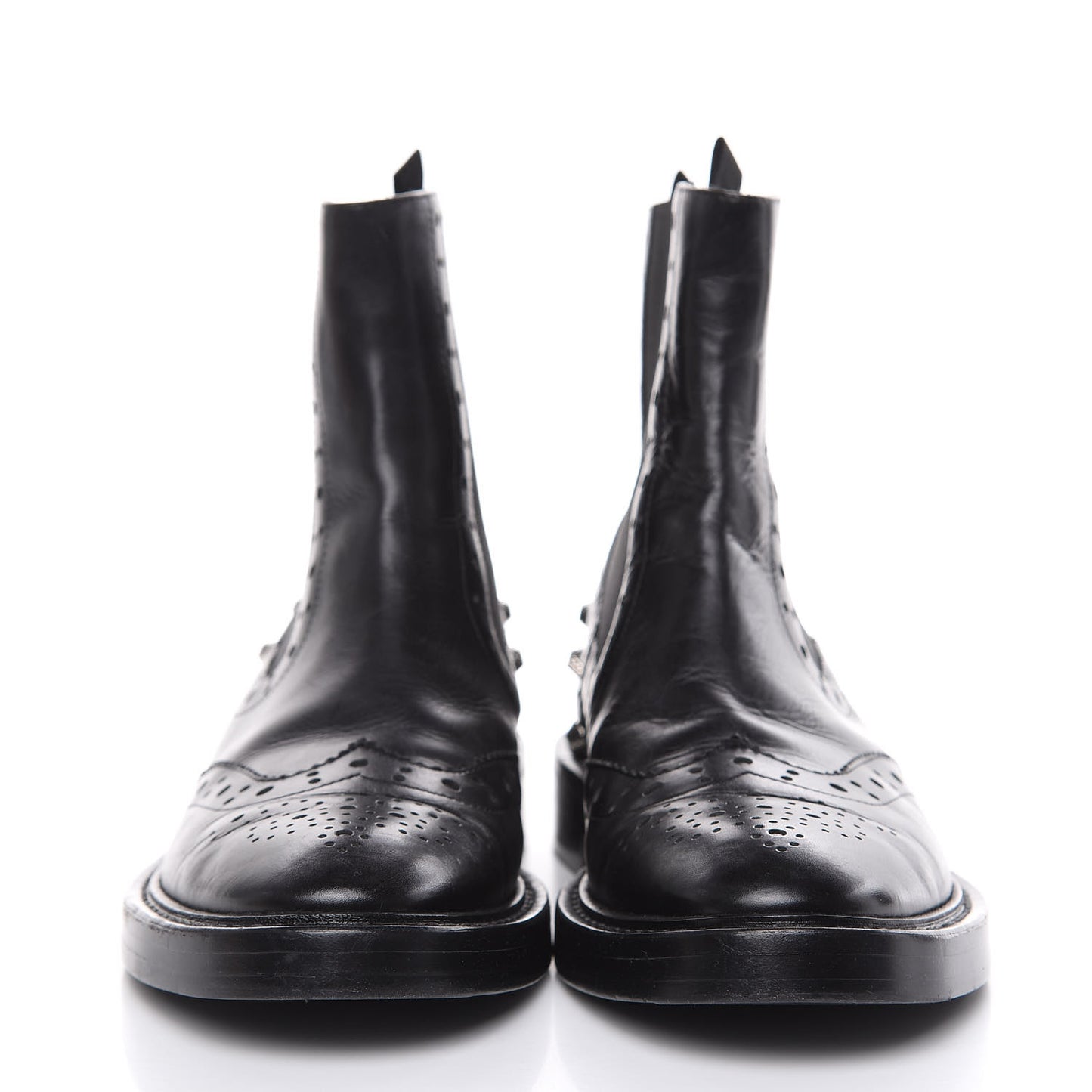 Calfskin Womens Studded Chelsea Boots 40 Black