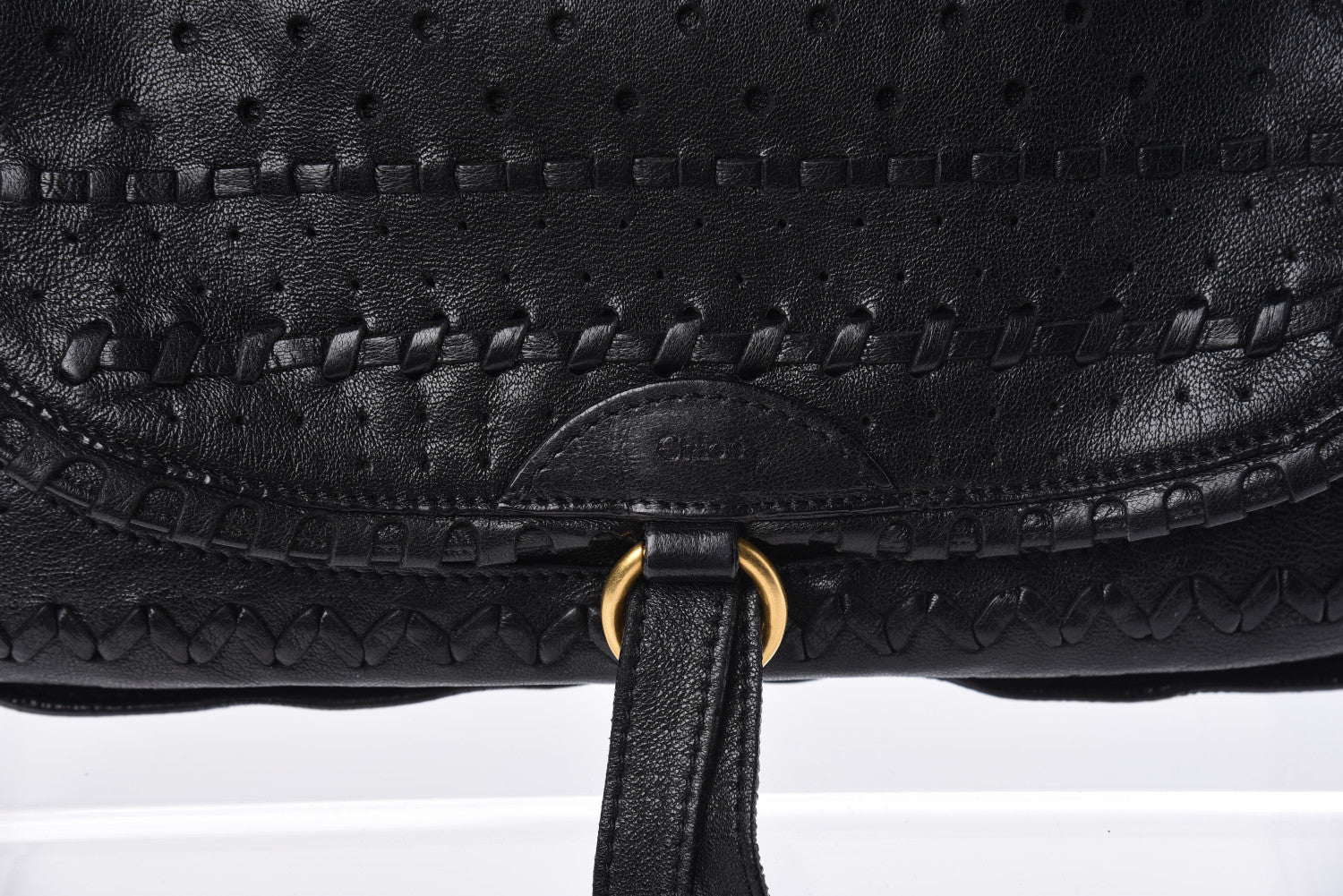 Chloe Lambskin Embroidered Medium Marcie Satchel Black 7 of 12
