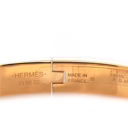 Hermes Enamel Mini Farandole Clic Chaine D'Ancre Bracelet Or White 4 of 6