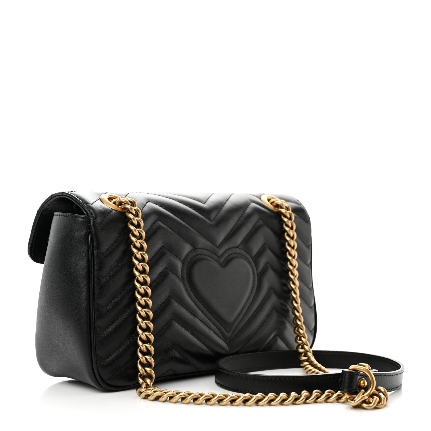 Gucci Calfskin Matelasse Small GG Marmont Shoulder Bag Black 3 of 11