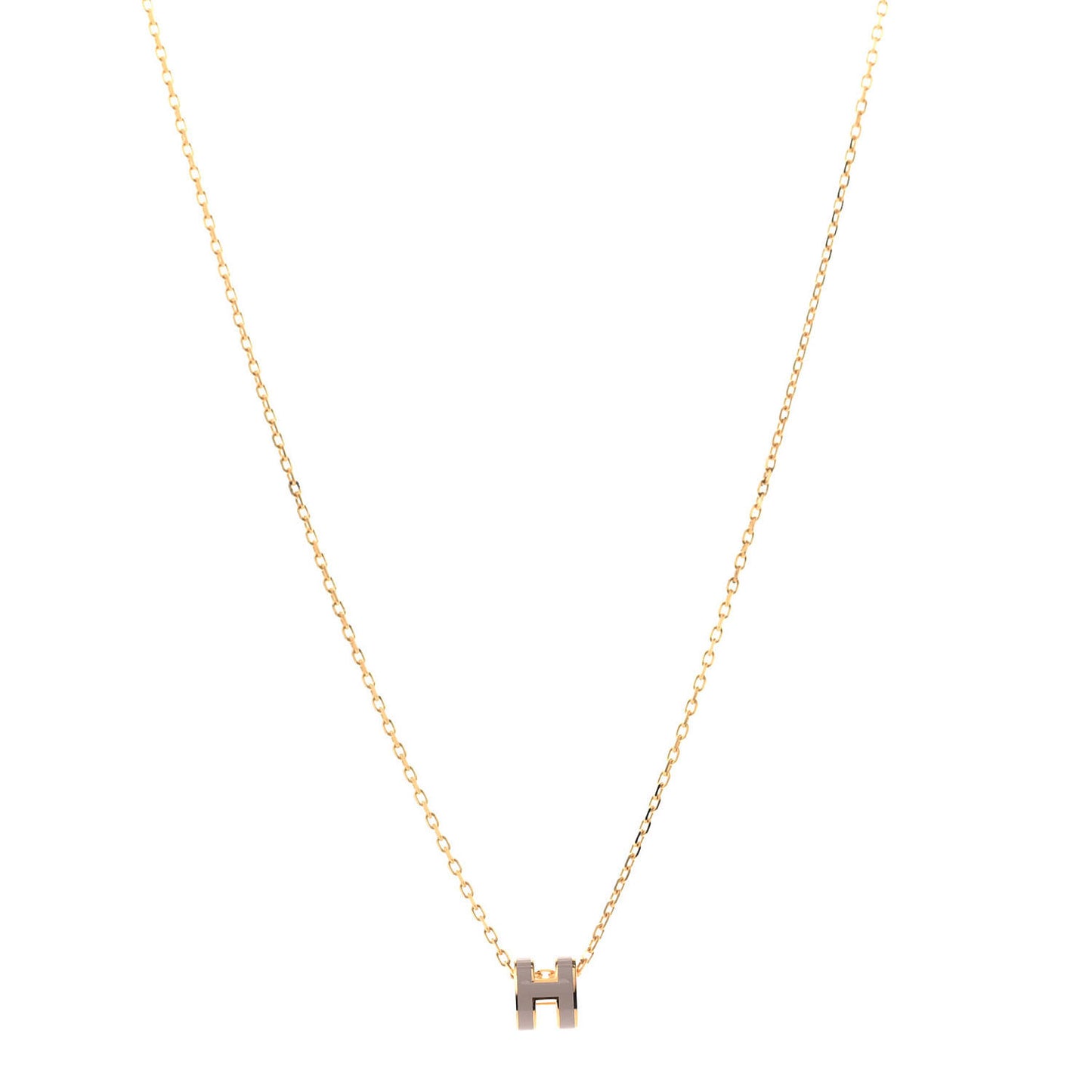 Lacquered Gold Mini Pop H Pendant Necklace Marron Glace
