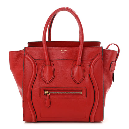 Celine Drummed Calfskin Micro Luggage Red 1 of 14
