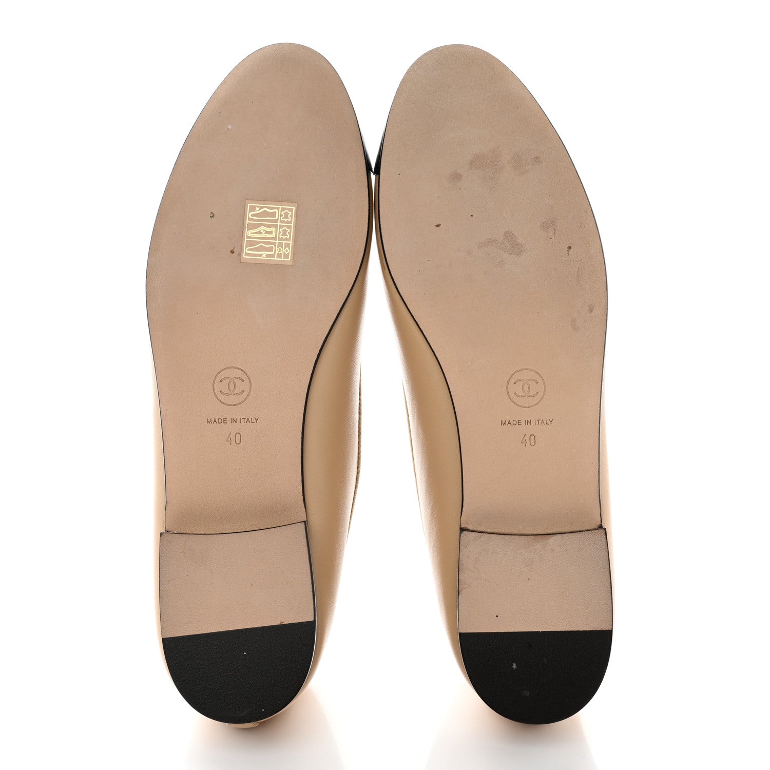 Chanel Lambskin Cap Toe CC Ballerina Flats 40 Beige Black 5 of 9