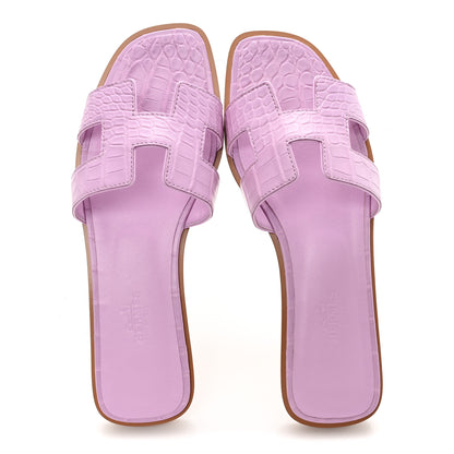Hermes Matte Crocodile Oran Sandals 37 2 of 10