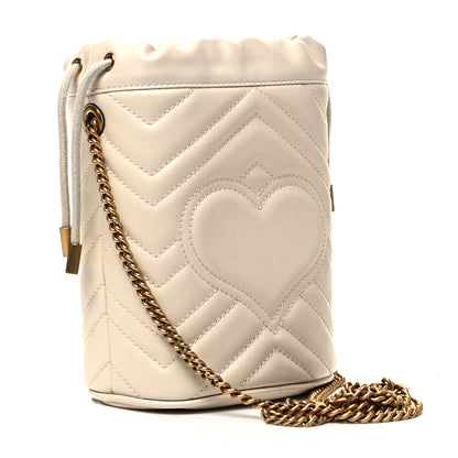 Gucci Calfskin Matelasse Mini GG Marmont 2.0 Bucket Bag White 3 of 8