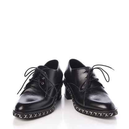 Chanel Calfskin Chain Lace Up Oxfords 35 Black 6 of 10