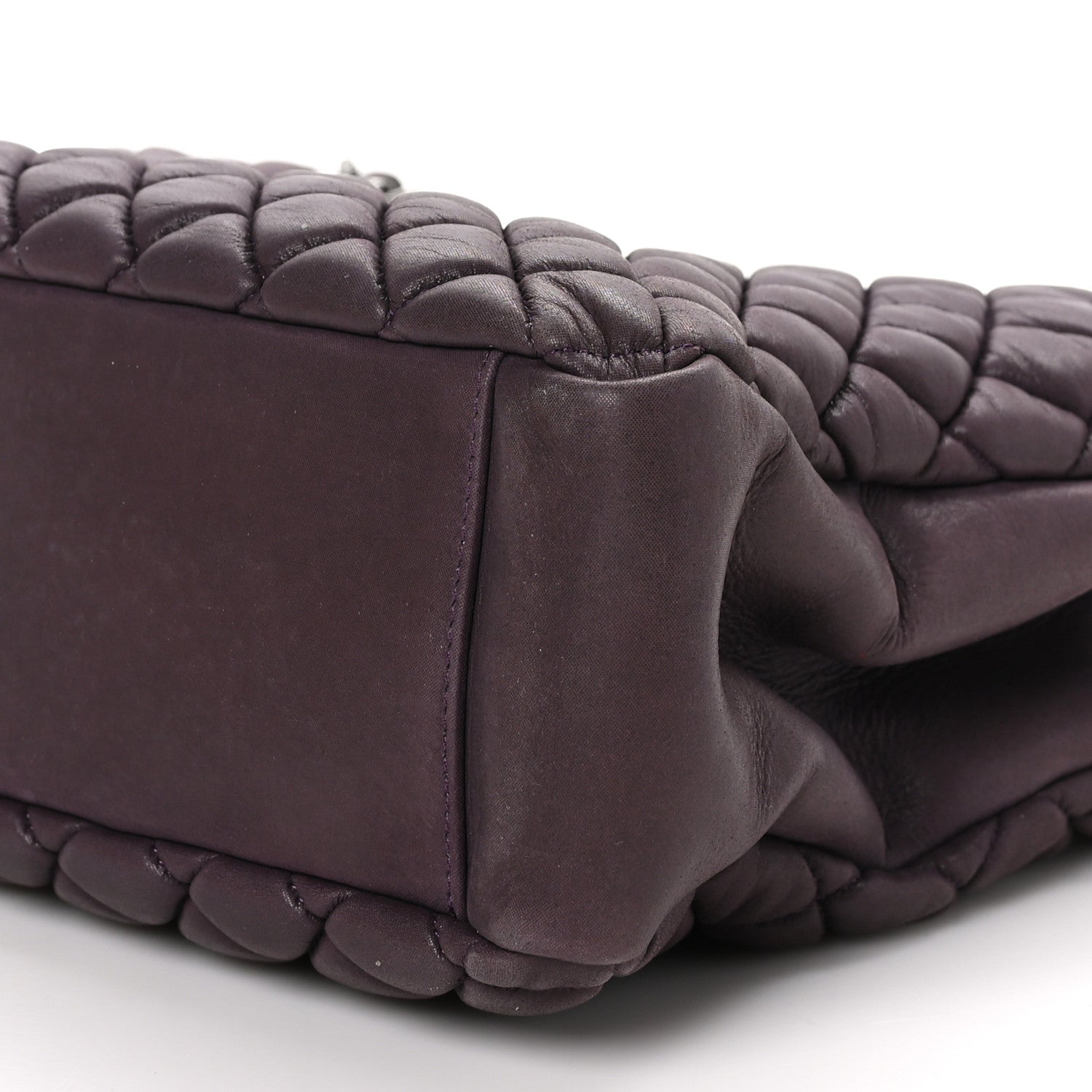 Chanel Iridescent Calfskin Small New Bubble Quilt Tote Plum 11 of 11