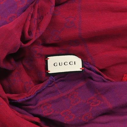 Gucci Wool Jacquard GG Monogram Fringe Scarf Fuchsia Purple 3 of 4