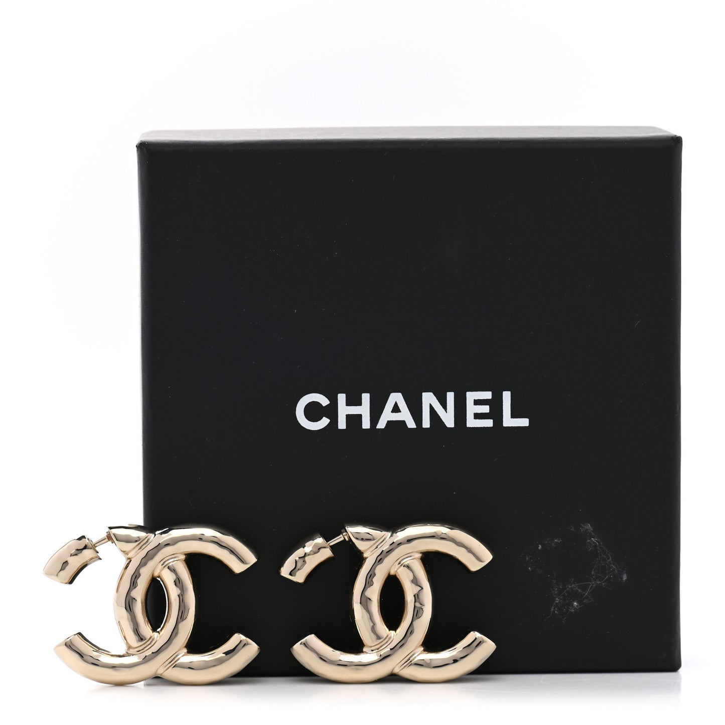 Metal Large CC Earrings Light Gold