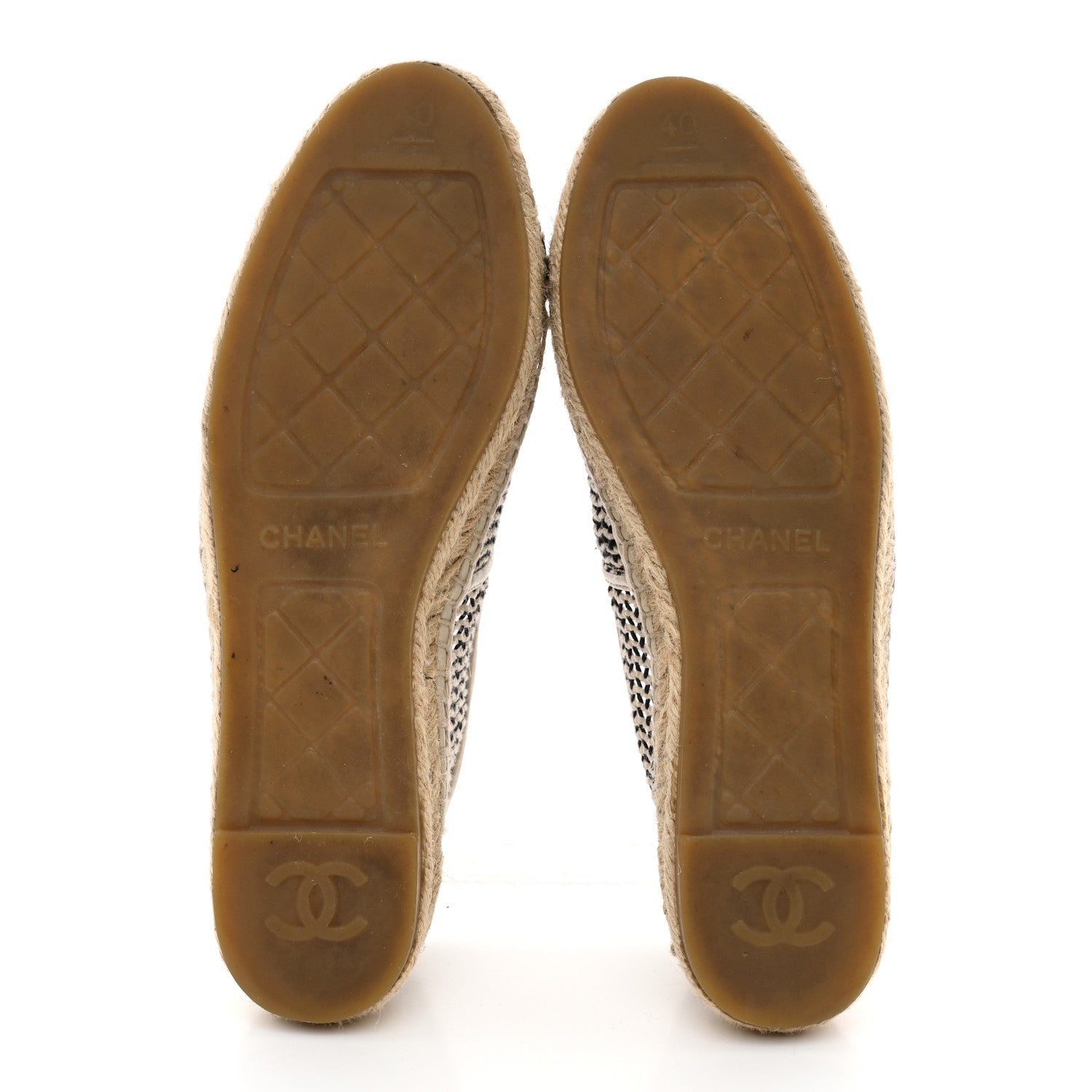 Chanel Mesh Grosgrain CC Espadrilles 40 Beige Black 6 of 8