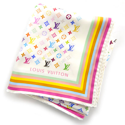 Louis Vuitton Silk Monogram Multicolor Square Scarf White 1 of 5