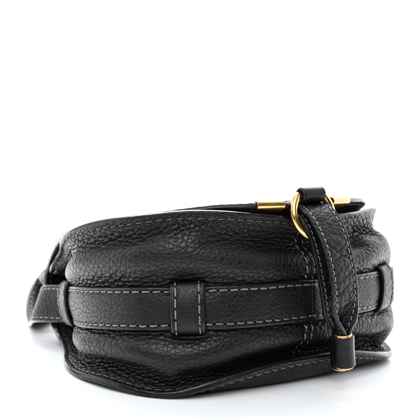 Grained Calfskin Small Marcie Saddle Bag Black