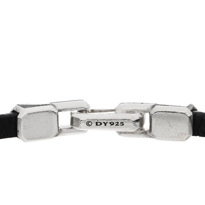 David Yurman Sterling Silver Black Diamond Leather Mens Streamline ID Bracelet 3 of 4
