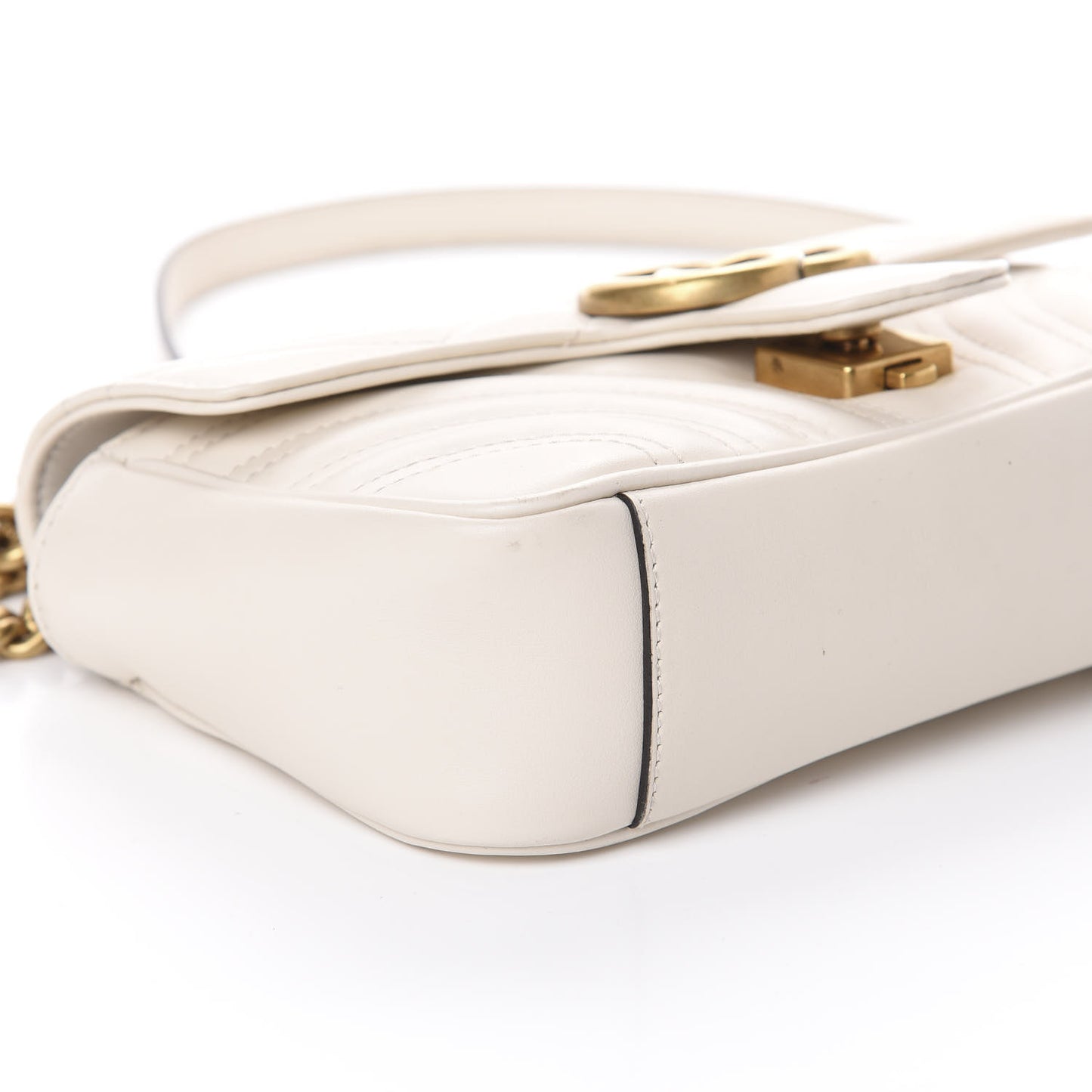 Calfskin Matelasse Mini GG Marmont Shoulder Bag White