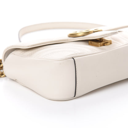 Gucci Calfskin Matelasse Mini GG Marmont Shoulder Bag White 7 of 8