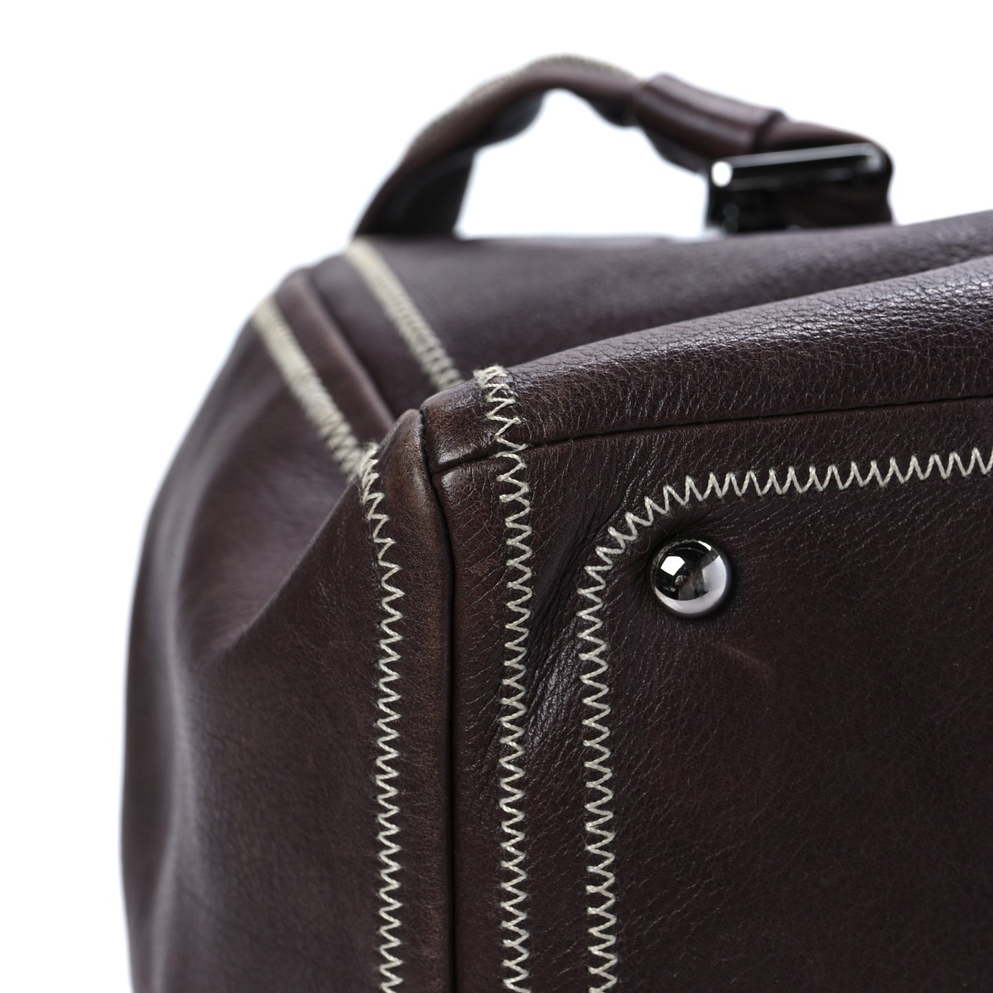 Deerskin Stitched Medium Bowler Brown