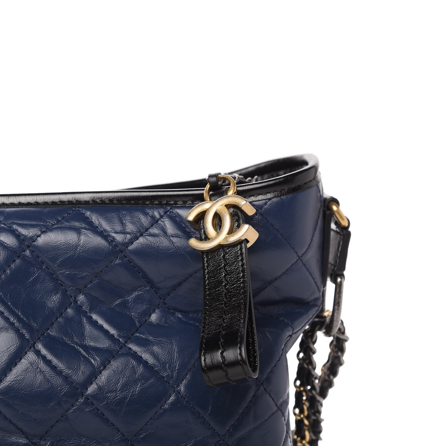 Chanel Aged Calfskin Quilted Medium Gabrielle Hobo Navy Black 10 of 10