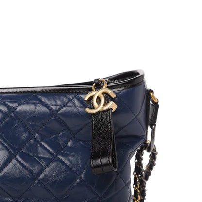 Chanel Aged Calfskin Quilted Medium Gabrielle Hobo Navy Black 10 of 10