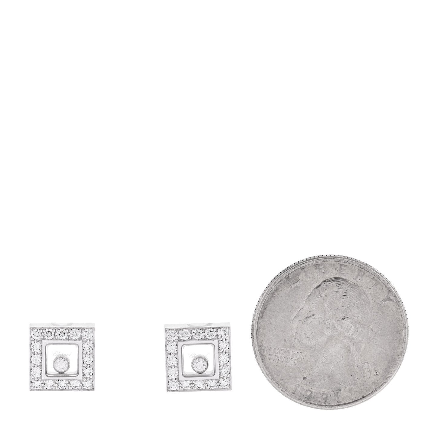 18K White Gold Happy Diamonds Square Earrings