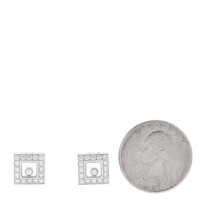 Chopard 18K White Gold Happy Diamonds Square Earrings 2 of 5