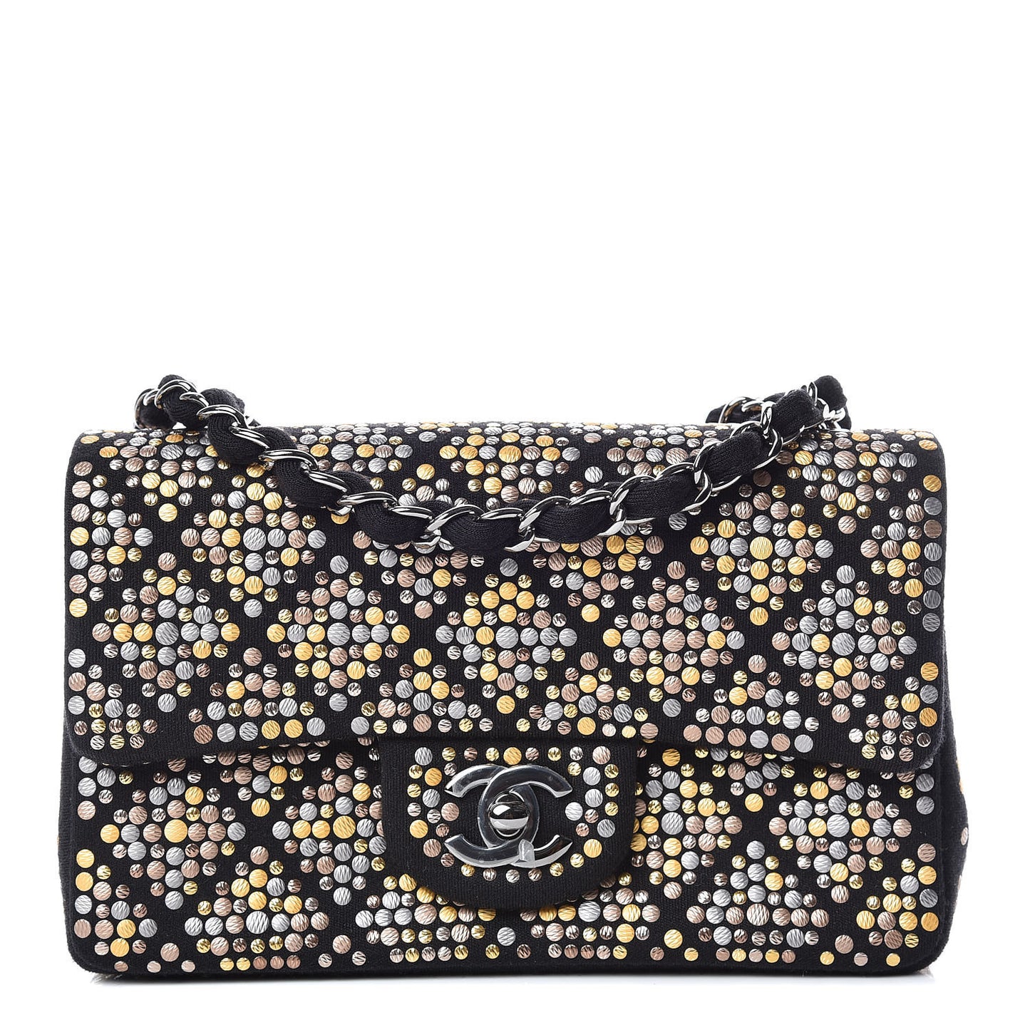 Jersey Embellished Mini Flap Black