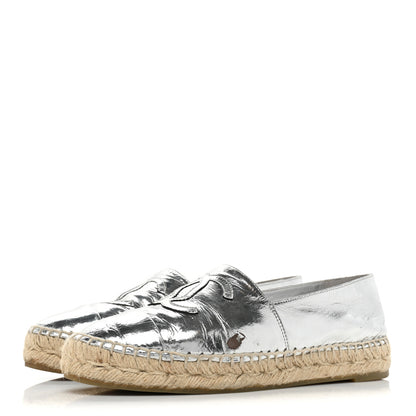 Chanel Laminated Goatskin CC Espadrilles 37 Silver 3 of 14