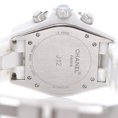 Chanel Stainless Steel Ceramic Diamond 41mm J12 Chronograph Automatic Watch White 5 of 6