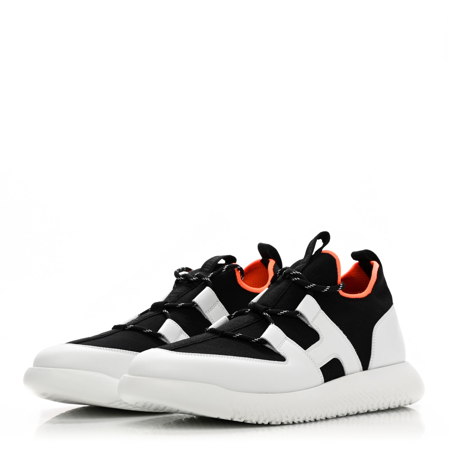 Hermes Technical Canvas Calfskin Mens Duel Sneakers 45 White Black 3 of 8