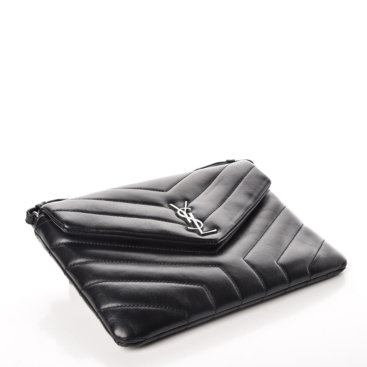 Calfskin Y Quilted Monogram Loulou Flap Bag Black