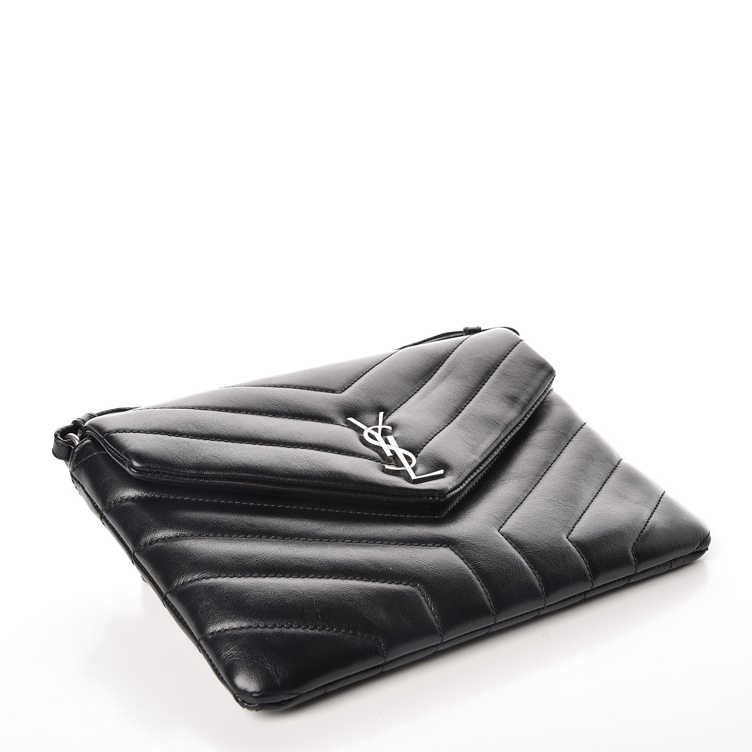 Saint Laurent Calfskin Y Quilted Monogram Loulou Flap Bag Black 4 of 10