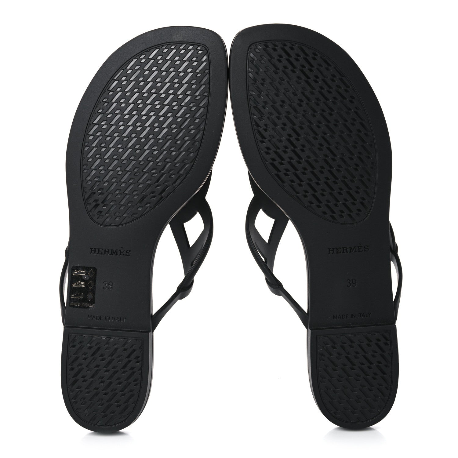 Hermes Rubber Womens Egerie Sandals 39 Black 5 of 9
