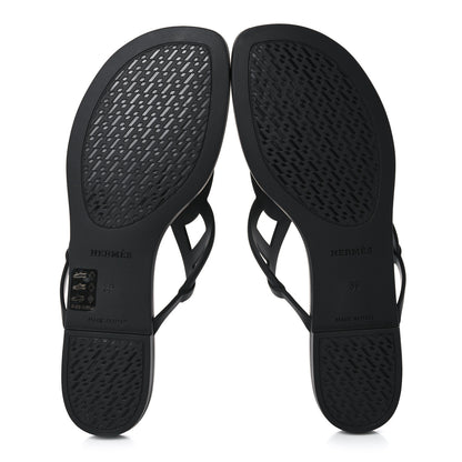 Hermes Rubber Womens Egerie Sandals 39 Black 5 of 9