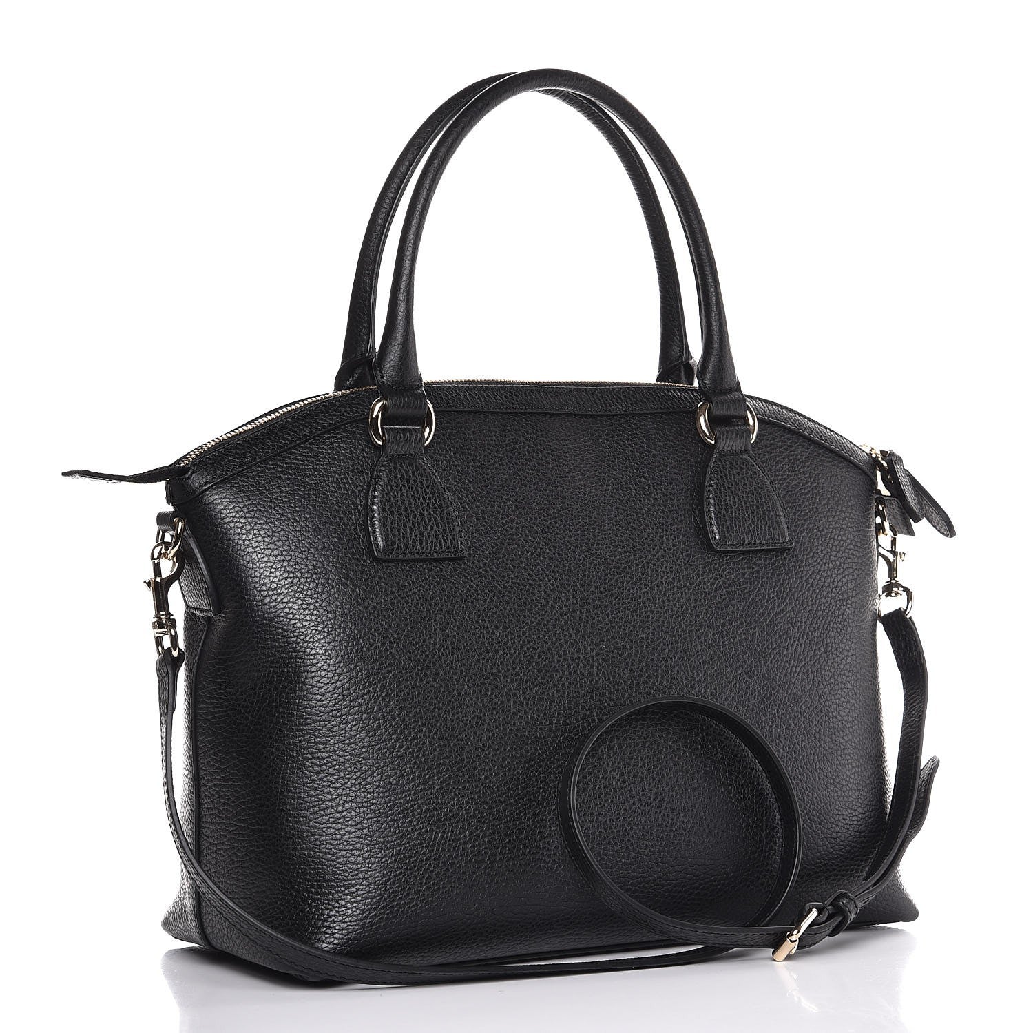 Gucci Dollar Calfskin GG Charm Dome Satchel Black 3 of 7