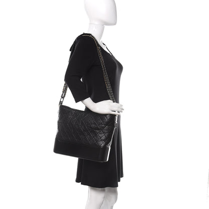 Chanel Aged Calfskin Quilted Large Gabrielle Hobo Black 2 of 10