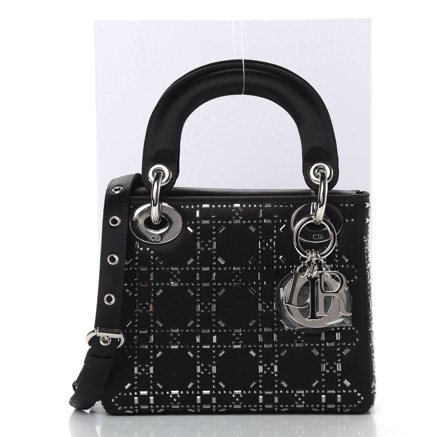 Christian Dior Satin Crystal Cannage Mini Lady Dior Black 11 of 11