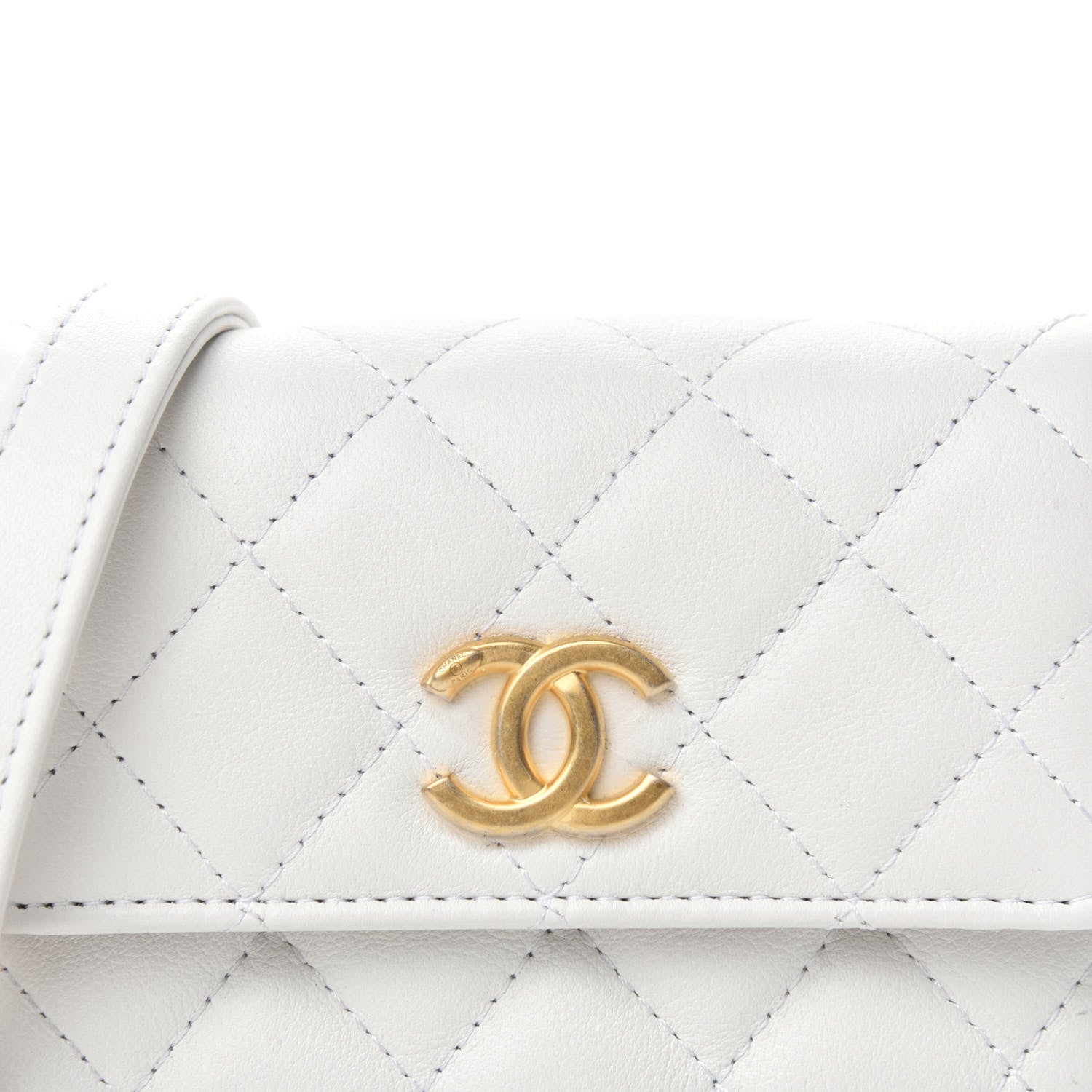 Chanel Calfskin Quilted About Pearls Card Holder Flap With Chain White 12 of 12