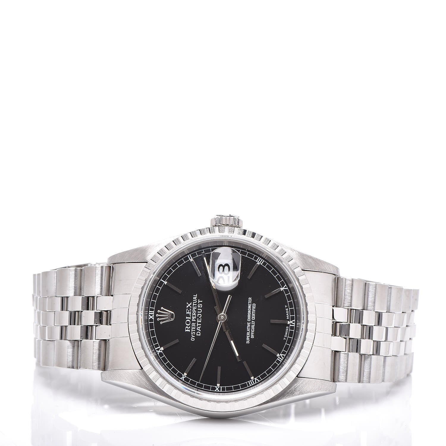 Rolex Stainless Steel 36mm Oyster Perpetual Datejust Watch Black 16220 3 of 7