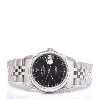 Rolex Stainless Steel 36mm Oyster Perpetual Datejust Watch Black 16220 3 of 7