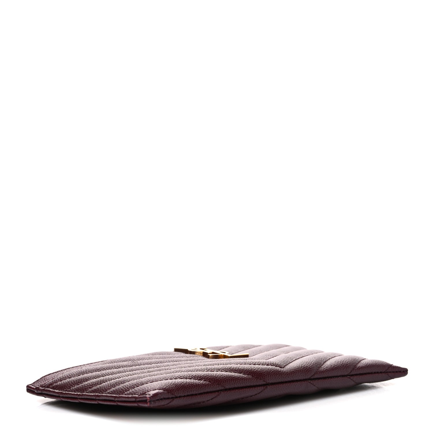 Saint Laurent Grain De Poudre Matelasse Chevron Monogram Bill Pouch Rouge Legion 4 of 7