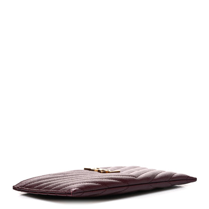 Saint Laurent Grain De Poudre Matelasse Chevron Monogram Bill Pouch Rouge Legion 4 of 7