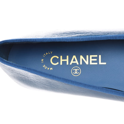 Chanel Goatskin Cap Toe CC Ballerina Flats 39.5 Blue 6 of 9