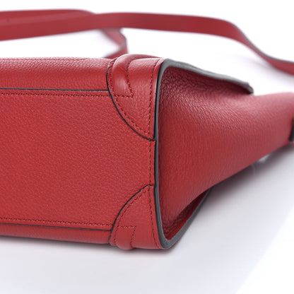 Celine Drummed Calfskin Nano Luggage Red 6 of 9