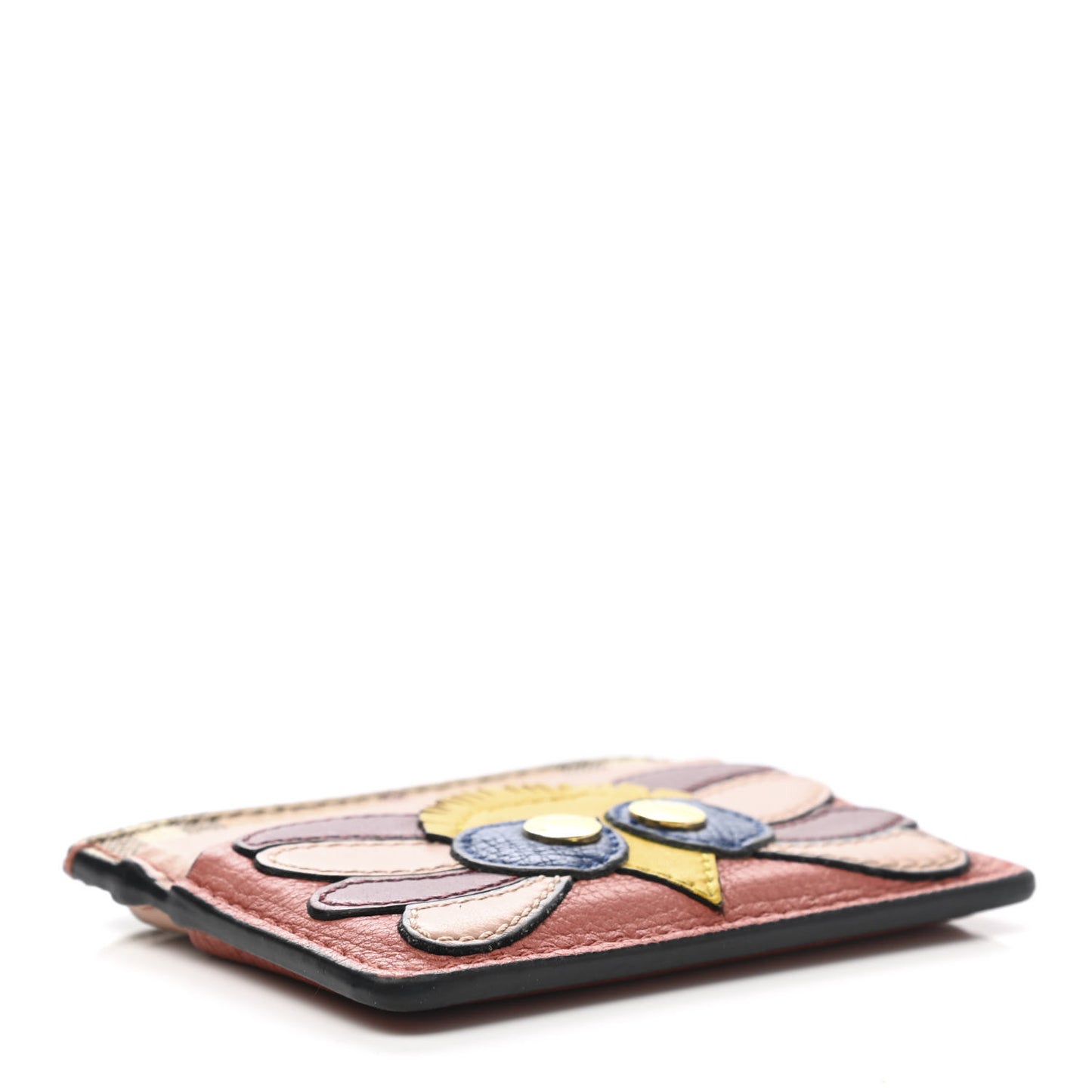 Calfskin Haymarket Check Bird Appliqué Card Case Multicolor