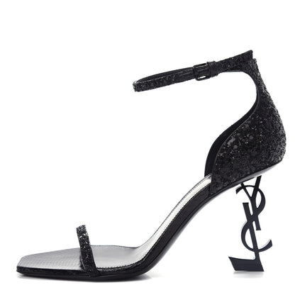 Saint Laurent Glitter Opyum 85 Sandals 37 Black 1 of 11