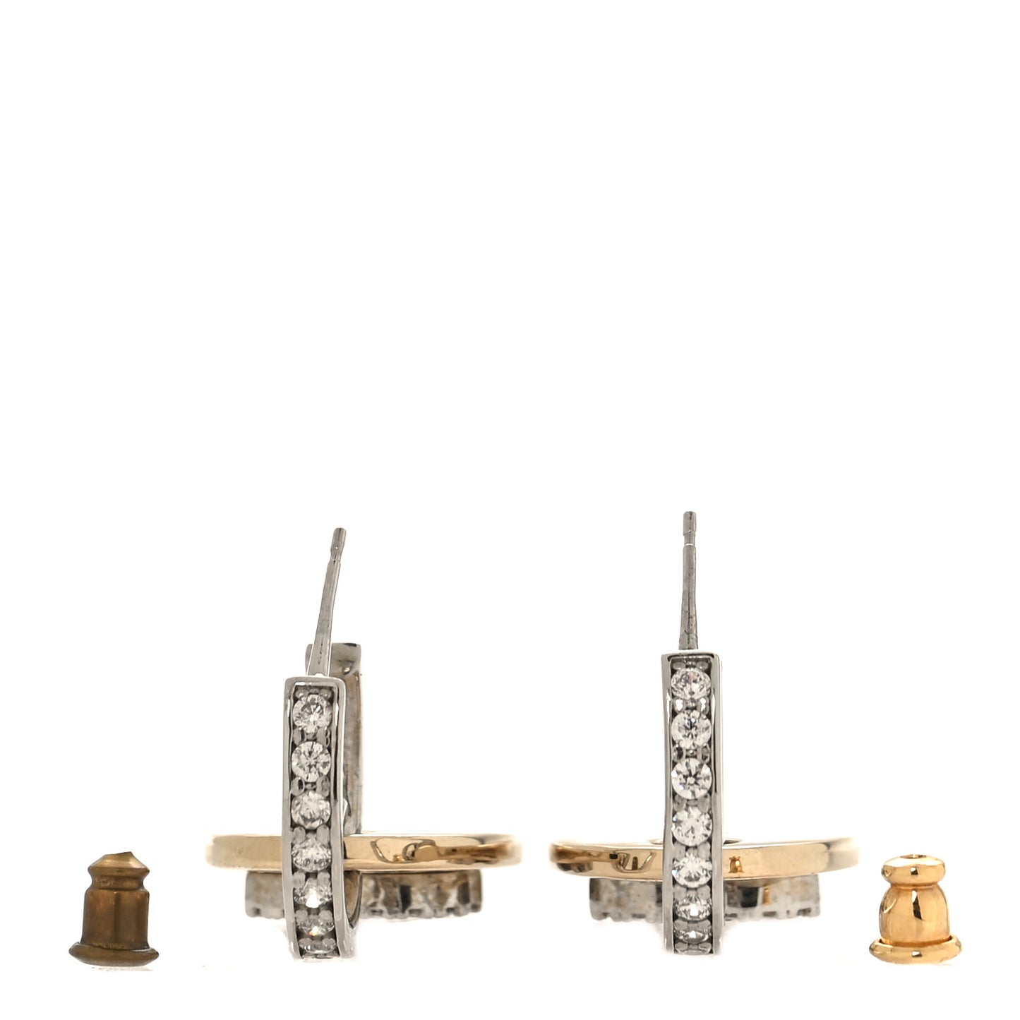 Crystal CC Tag Drop Earrings Gold