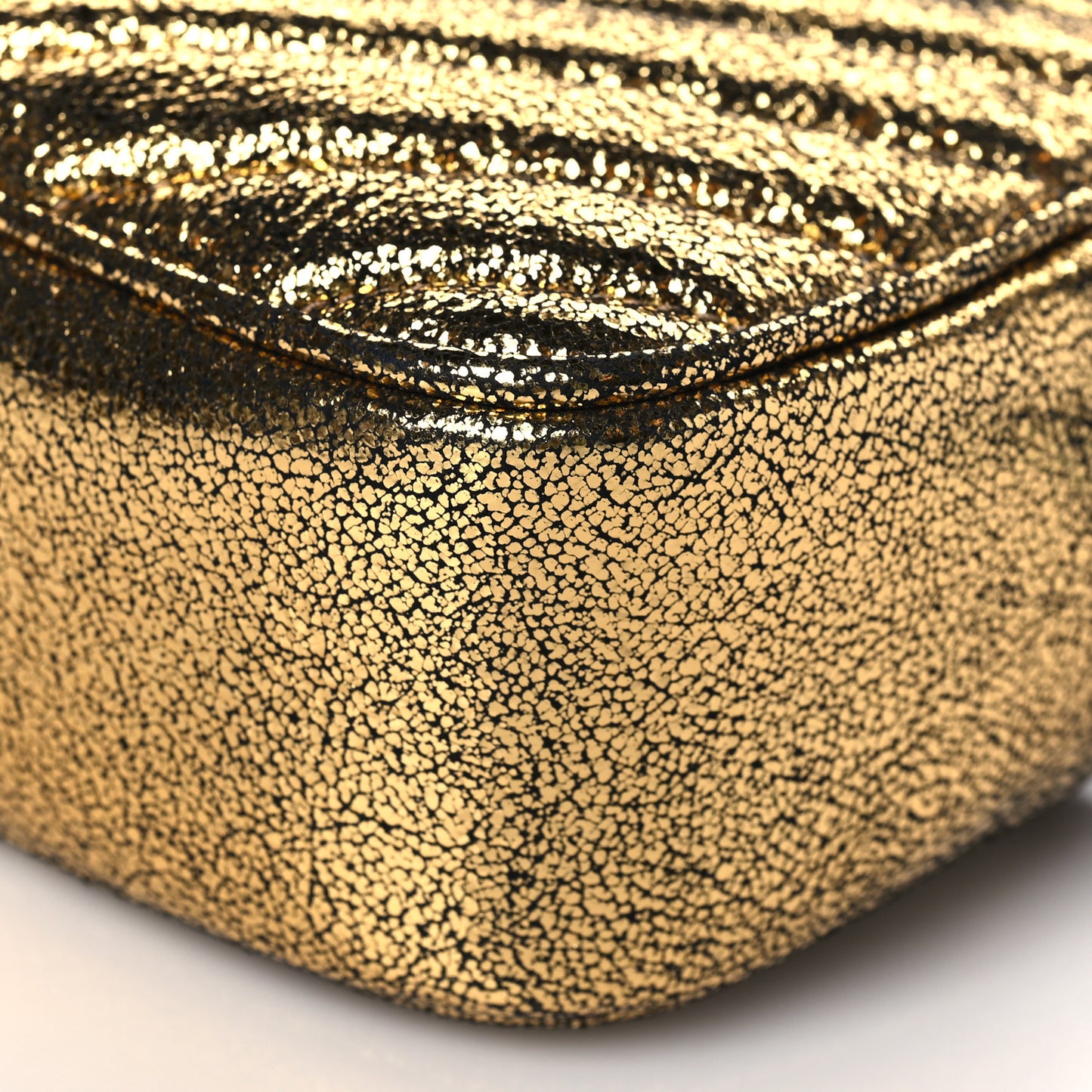 Crinkled Metallic Calfskin Matelasse Monogram Lou Belt Bag Gold