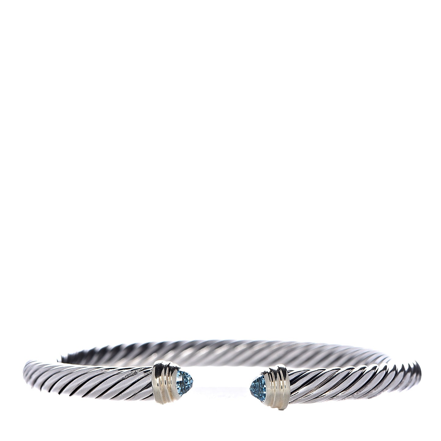 Sterling Silver 14K Yellow Gold Blue Topaz 5mm Cable Classics Petite Color Bracelet