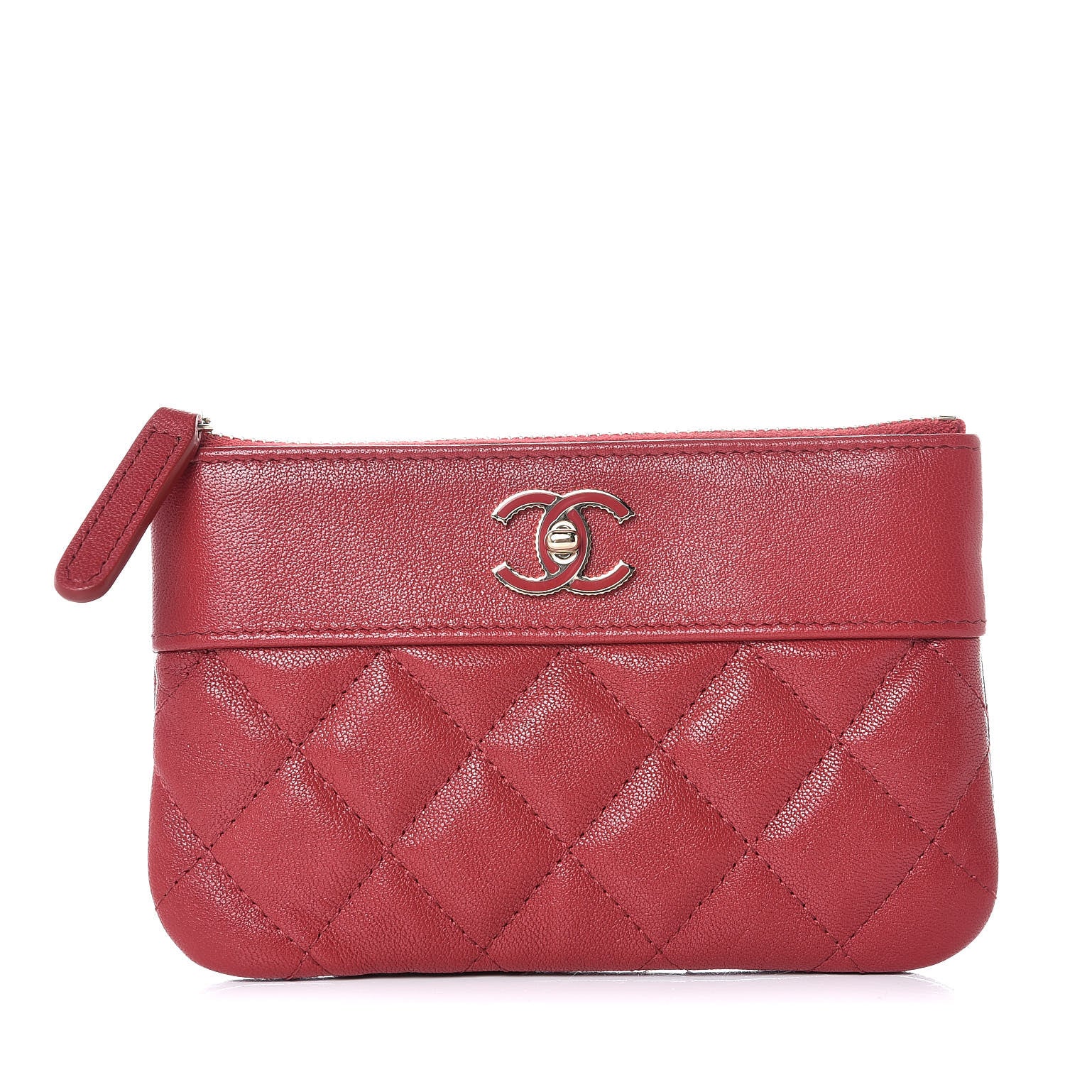Chanel Sheepskin Quilted Small Vintage Mademoiselle Cosmetic Case Red 1 of 11