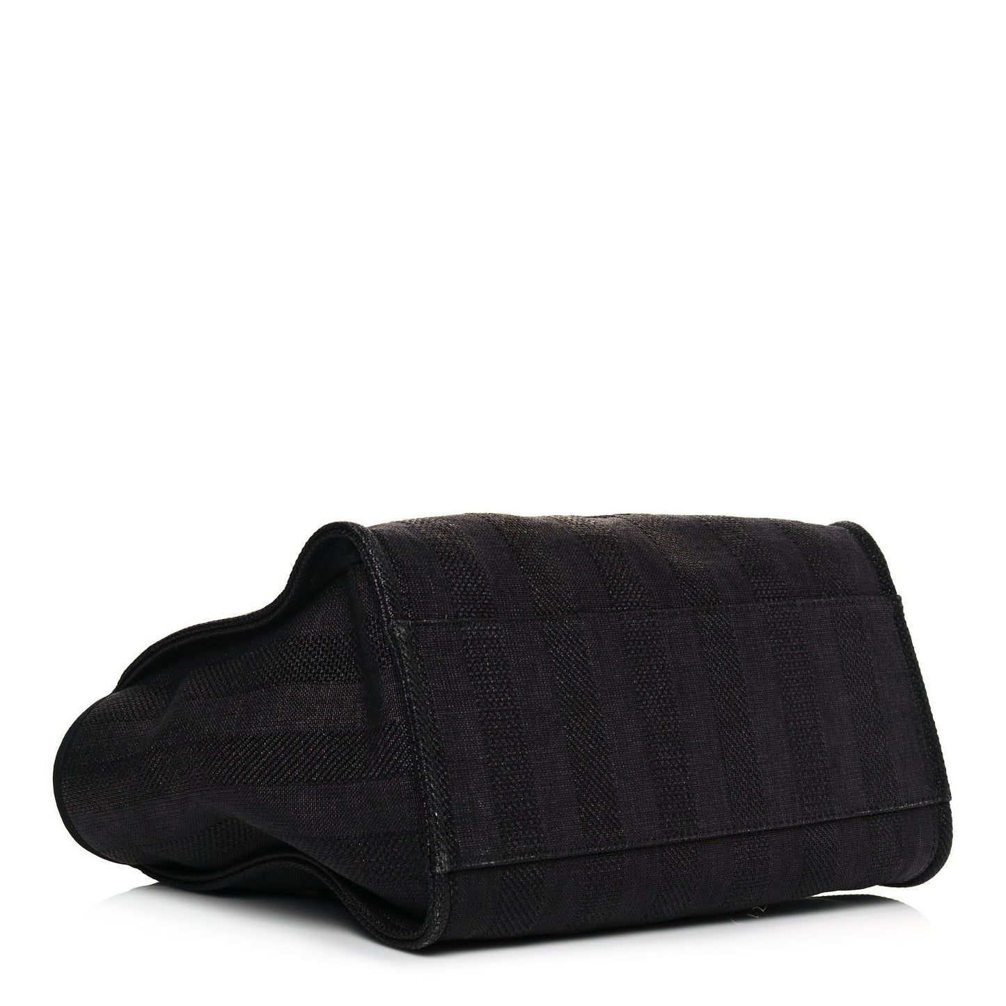 Mixed Fibers Calfskin Striped Medium Deauville Tote Black