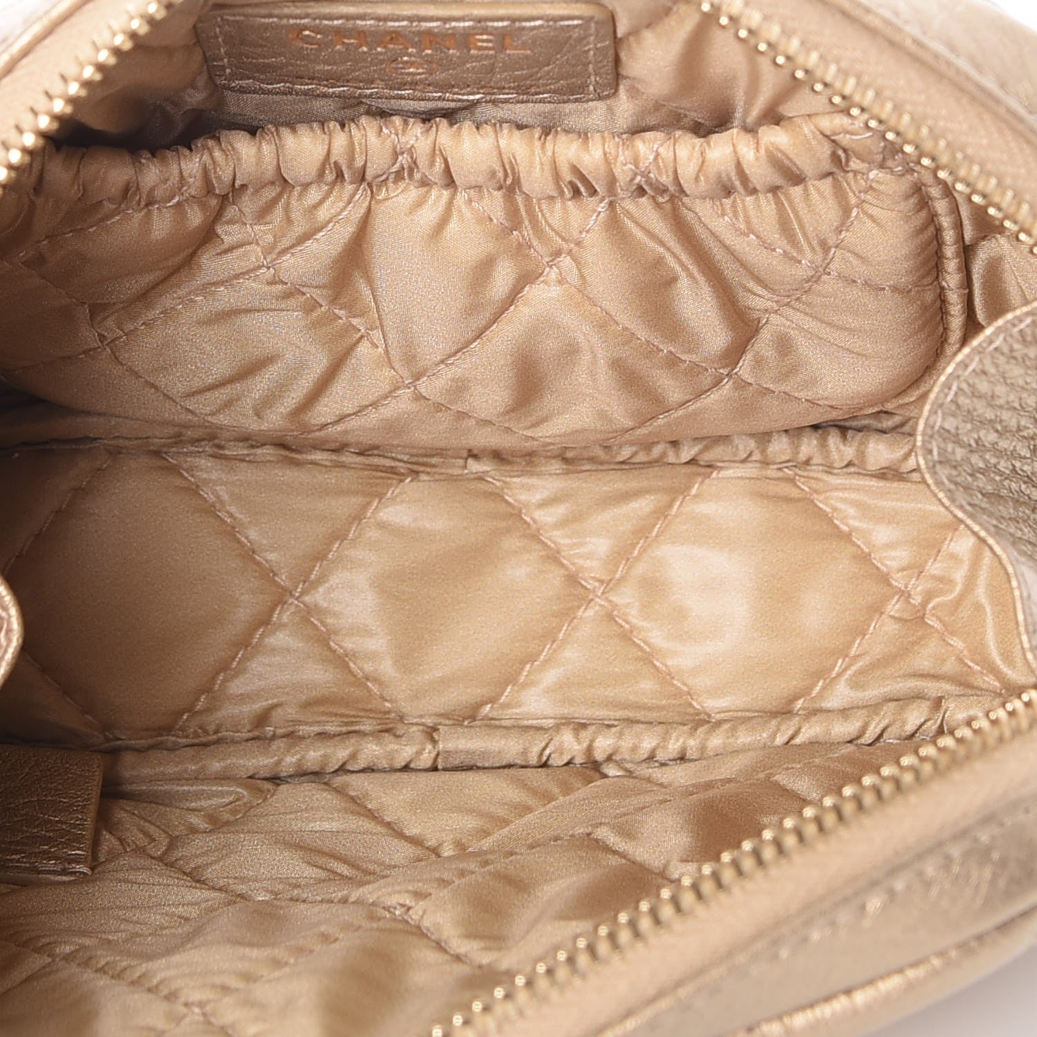 Chanel Metallic Calfskin Quilted Small Curvy Pouch Cosmetic Case Gold 5 of 8